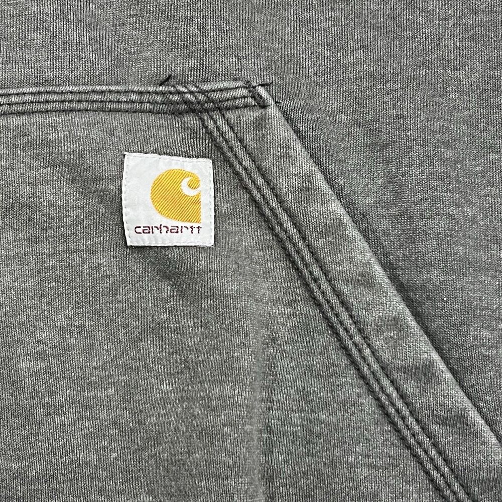 Carhartt RAIN DEFENDER 1/4 Zip Hoodie Men's Sz L Gray Heavyweight 100617 Faded - Picture 12 of 12
